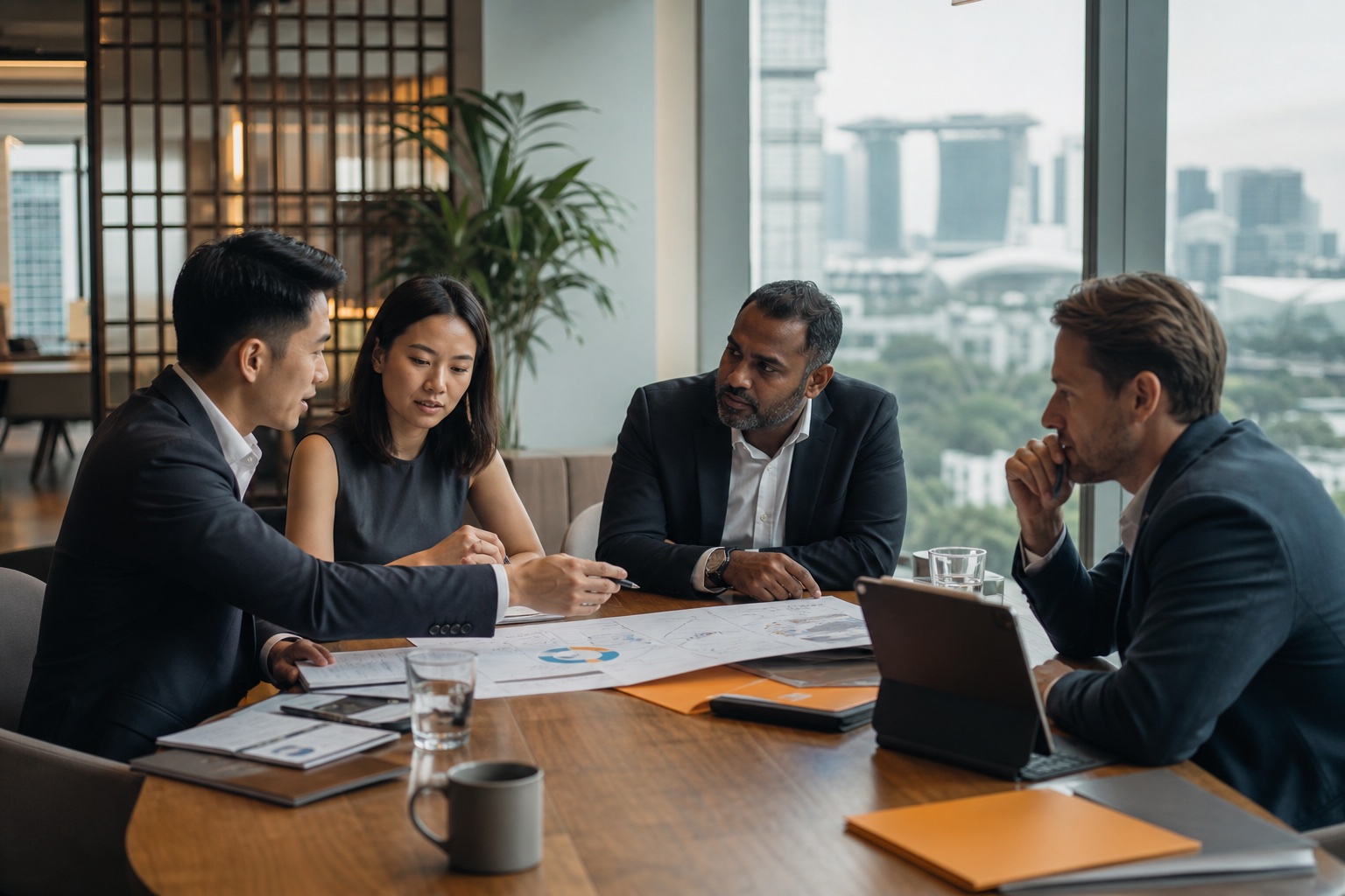 Singapore corporate advisory team planning with an international founder